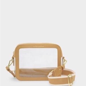 Katie Loxton Tan Clear Crossbody Bag with Gold Hardware